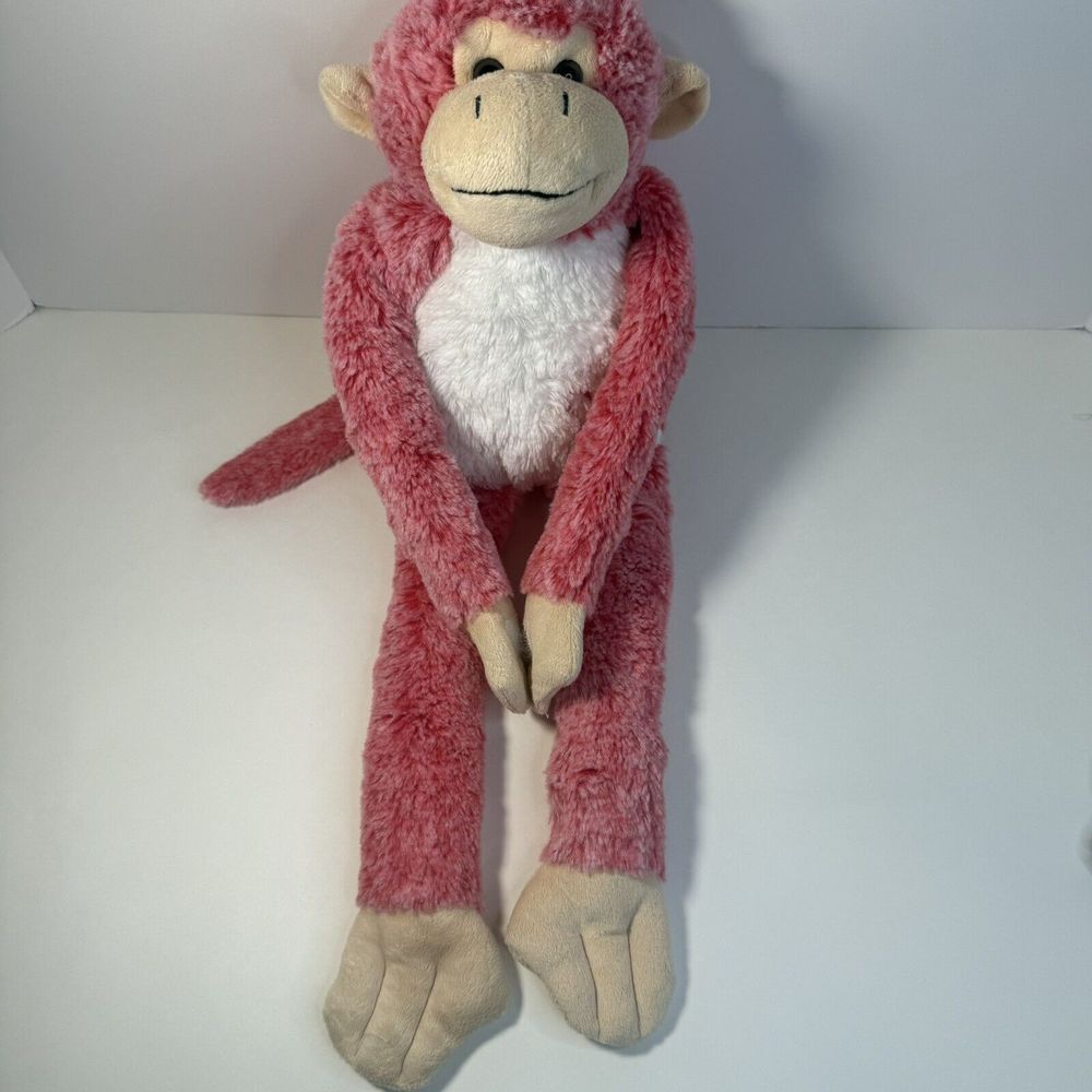 21"‎ Dandee Pink Red Monkey Hearts Plush Sticky Hands Stuffed Animal Soft Lovey